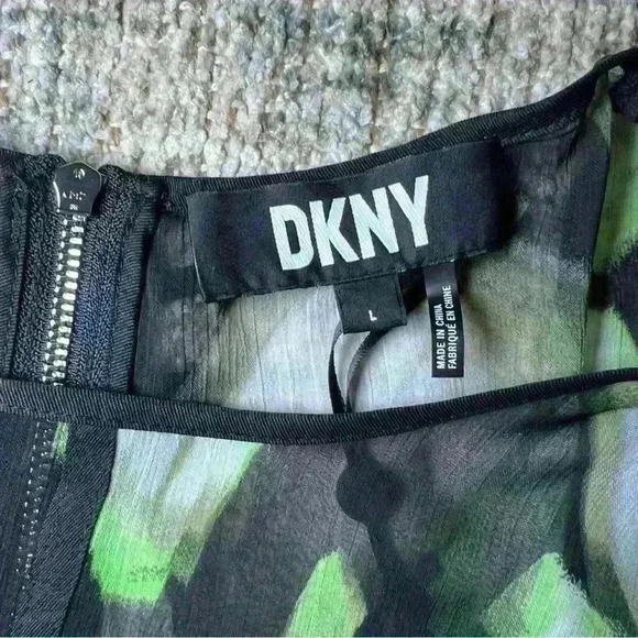 DKNY | NWT Womens Abstract Print Midi Dress in Black Lazer Multi | Size Large - Picture 11 of 15